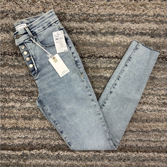 Good American Good Legs High Rise Raw Hem Skinny Jeans Sz 2/26 NWT | Skinny NEW- - Picture 13 of 13